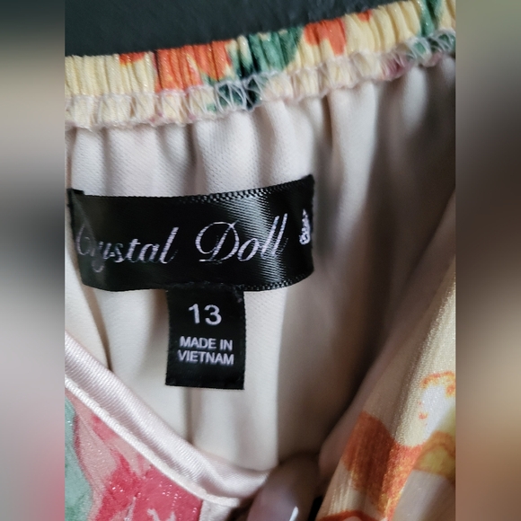 Maxi Floral Overlay Front Split Tank Bustier Dress Size 13 - Picture 4 of 12